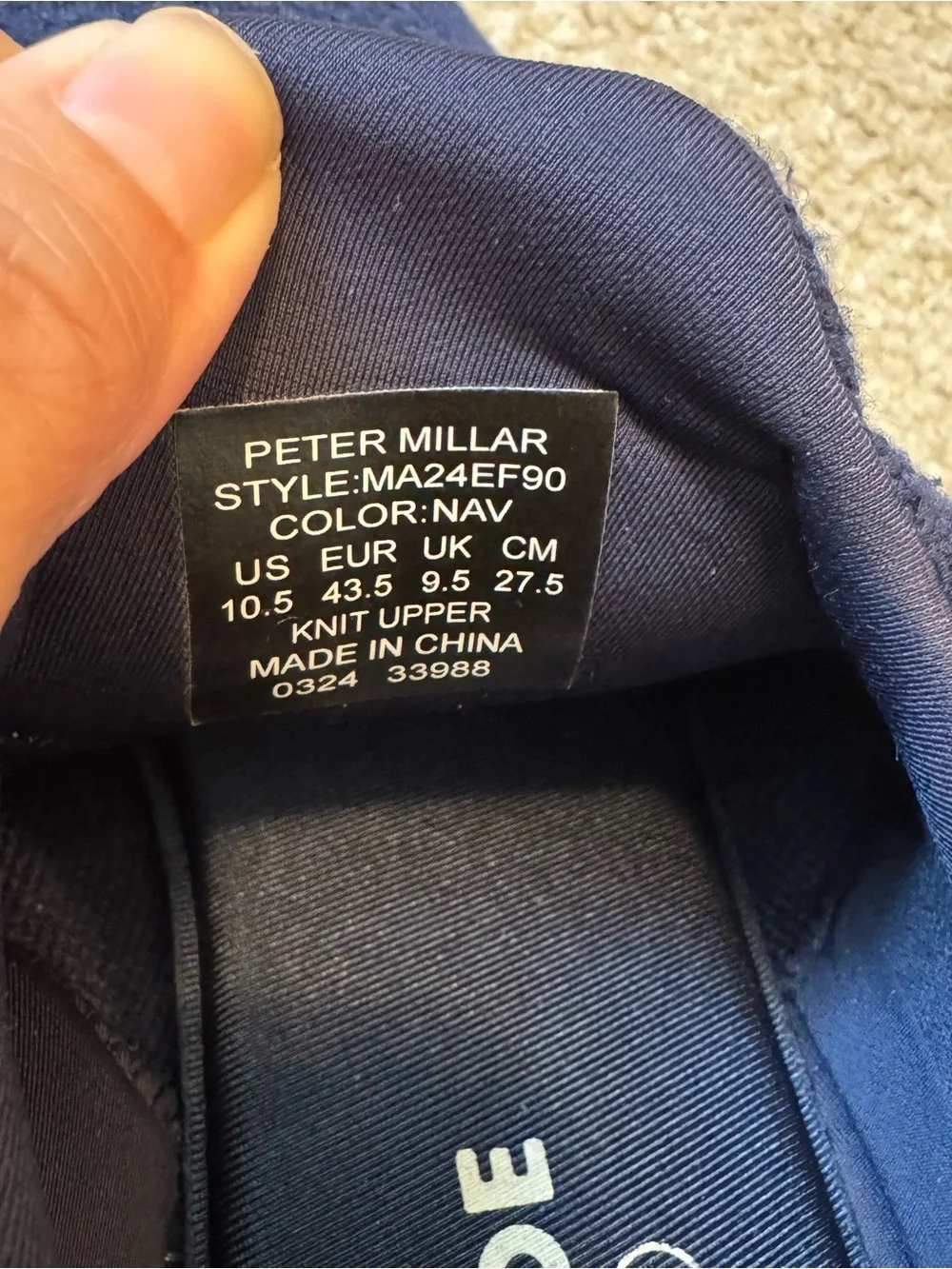 Peter Millar Tellustride Men's Size 10.5 Navy Casual Sneakers